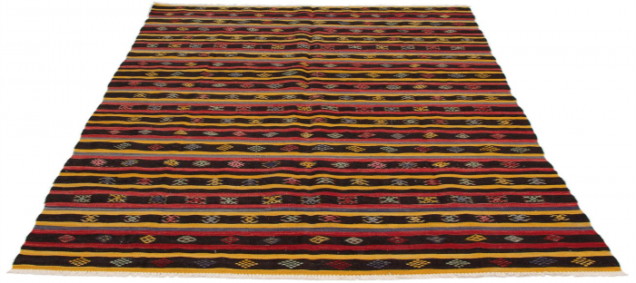 Turkish Yoruk 5'9" x 10'6" Flat-Weave Wool Kilim 