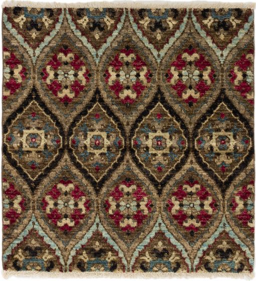 Indian Shalimar 4'0" x 4'1" Hand-knotted Wool Rug 