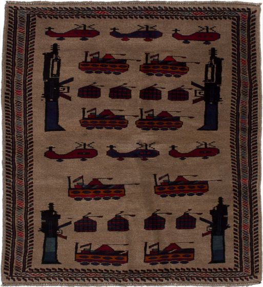 Afghan Rare War 2'10" x 4'8" Hand-knotted Wool Rug 