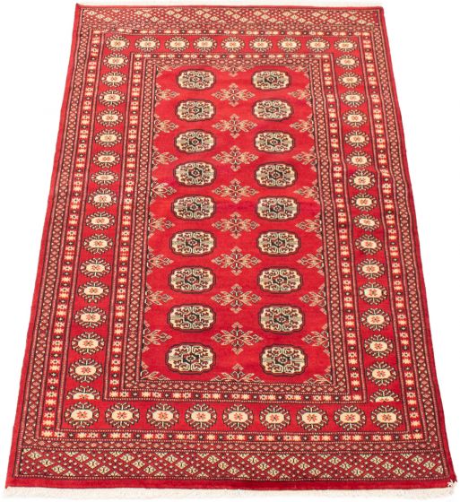 Pakistani Finest Peshawar Bokhara 4'0" x 6'3" Hand-knotted Wool Rug 