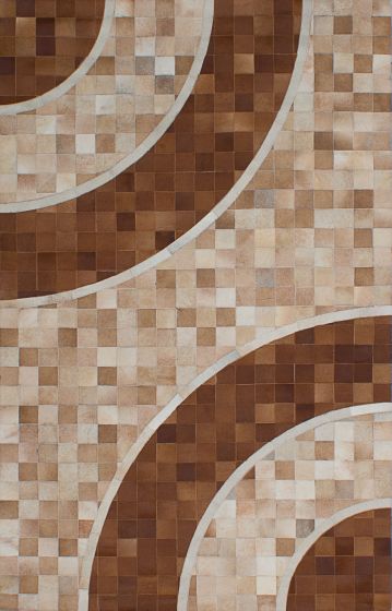 Argentina Cowhide Patchwork 5'0" x 7'11" Handmade Leather Rug 