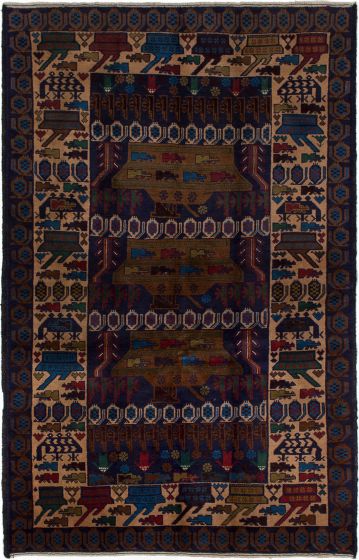 Afghan Rare War 3'10" x 6'1" Hand-knotted Wool Rug 