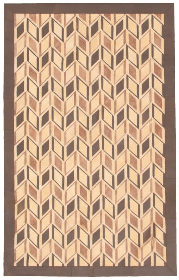 Argentina Cowhide Patchwork 4'11" x 7'10" Handmade Leather Rug 