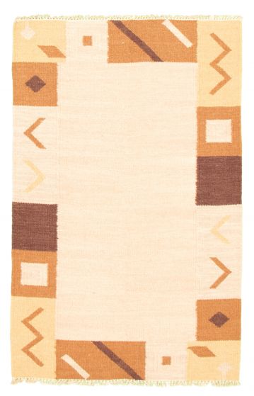 Turkish Old Style 4'0" x 6'1" Flat-Weave Wool Kilim 
