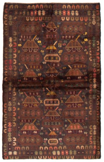 Afghan Rare War 3'11" x 6'2" Hand-knotted Wool Rug 