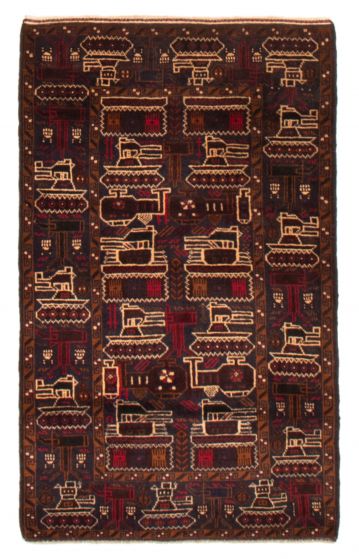 Afghan Rare War 3'0" x 4'9" Hand-knotted Wool Rug 