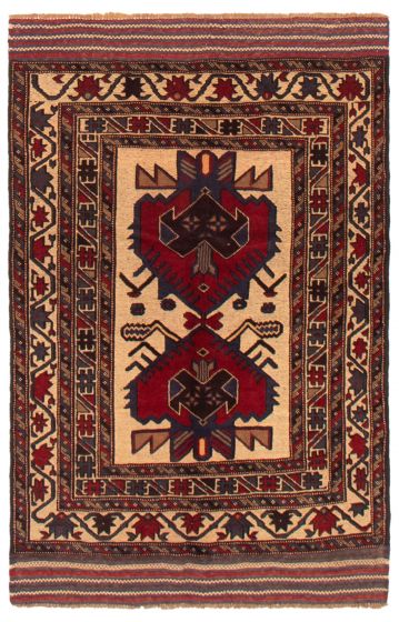 Afghan Tajik Caucasian 3'11" x 6'4" Hand-knotted Wool Rug 