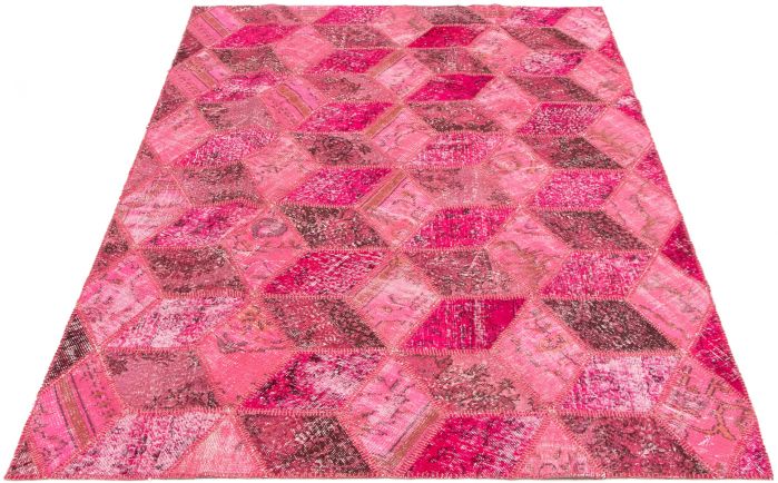 Turkish Color Transition Patchwork 6'6" x 9'7" Hand-knotted Wool Rug 