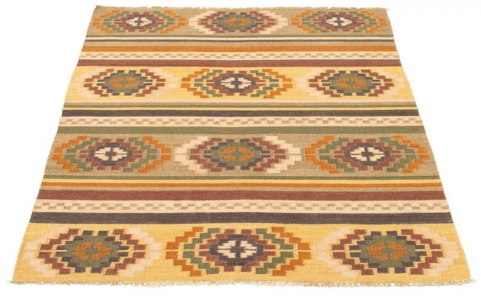 Turkish Pure & Organic 5'3" x 7'11" Flat-Weave Wool Kilim 