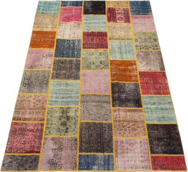 Turkish Color Transition Patchwork 6'5" x 9'10" Hand-knotted Wool Rug 