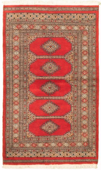Pakistani Finest Peshawar Bokhara 3'1" x 5'5" Hand-knotted Wool Rug 