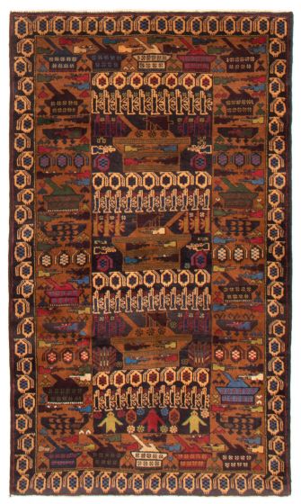 Afghan Rare War 3'10" x 6'11" Hand-knotted Wool Rug 