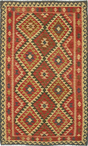 Turkish Sivas 4'10" x 7'10" Flat-Weave Wool Kilim 