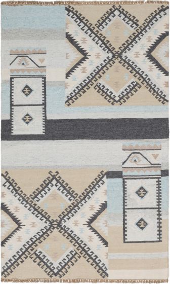 Turkish Izmir FW 4'10" x 7'11" Flat-Weave Wool Kilim 