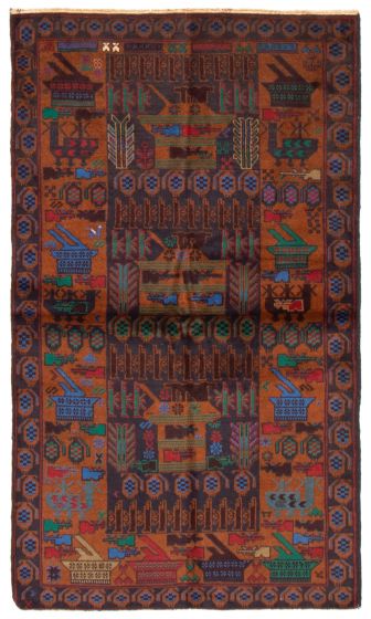 Afghan Rare War 3'7" x 6'3" Hand-knotted Wool Rug 