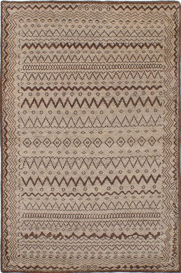 Indian Arlequin 5'0" x 7'7" Hand-knotted Wool Rug 