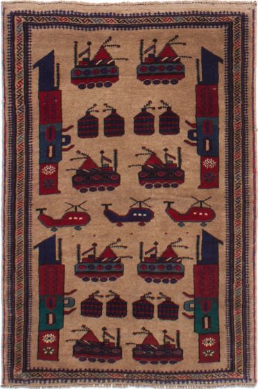 Afghan Rare War 2'11" x 4'6" Hand-knotted Wool Rug 