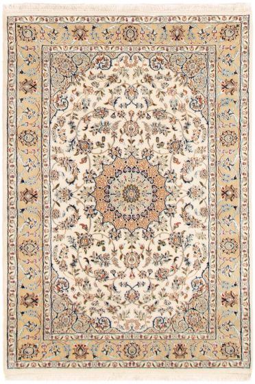 Persian Style Nain 9La 4'0" x 6'0" Hand-knotted Silk, Wool Rug 
