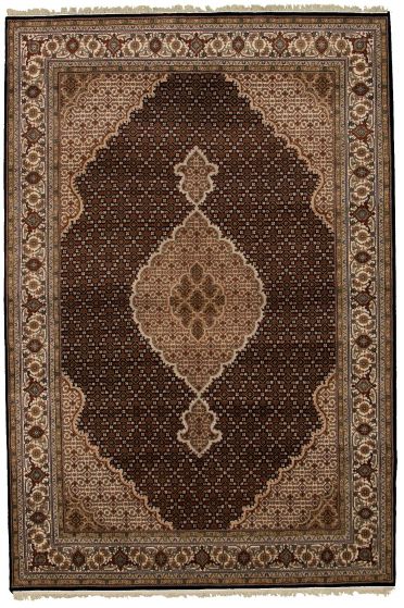 Indian Tabriz Haj Jalili 6'7" x 9'9" Hand-knotted Wool Rug 