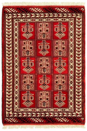 Turkmenistan Turkman 3'5" x 4'11" Hand-knotted Wool Rug 