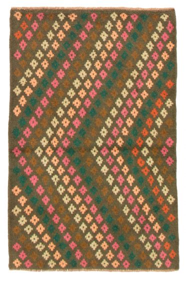Afghan Baluch 2'11" x 4'7" Hand-knotted Wool Olive Rug