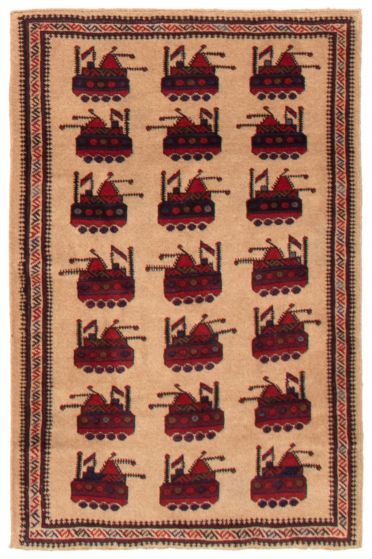Afghan Rare War 2'11" x 4'6" Hand-knotted Wool Rug 