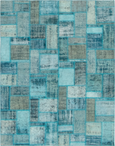 Turkish Color Transition Patchwork 5'7" x 7'9" Hand-knotted Wool Rug 
