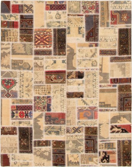 Turkish Vintage Anatolia Patch 5'7" x 7'9" Hand-knotted Wool Rug 