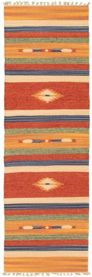 Turkish Bold and Colorful 2'0" x 6'8" Flat-Weave Wool Kilim 