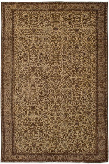 Turkish Keisari Vintage 7'6" x 11'5" Hand-knotted Wool Cream Rug
