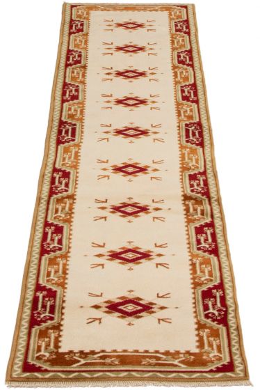 Turkish Ushak 2'7" x 10'5" Hand-knotted Wool Rug 
