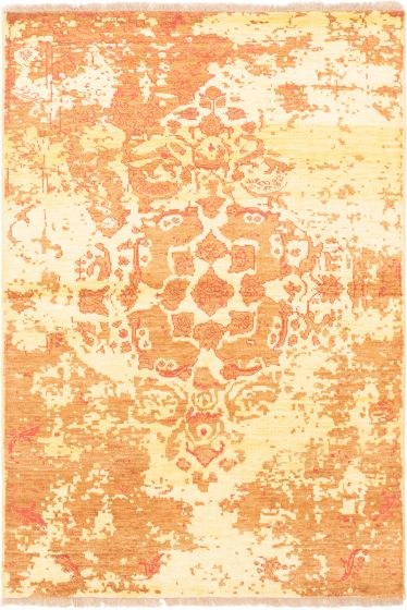Indian Color transition 4'6" x 6'8" Hand-knotted Bamboo Silk Rug 