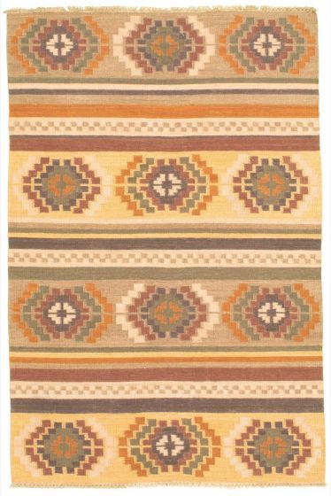 Turkish Pure & Organic 5'3" x 7'11" Flat-Weave Wool Kilim 