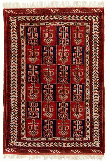 Turkmenistan Turkman 4'3" x 6'3" Hand-knotted Wool Rug 