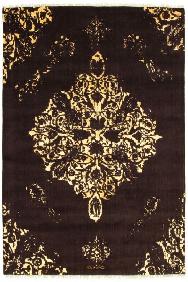 Indian La Seda 6'4" x 9'3" Hand-knotted Silk, Wool Rug 