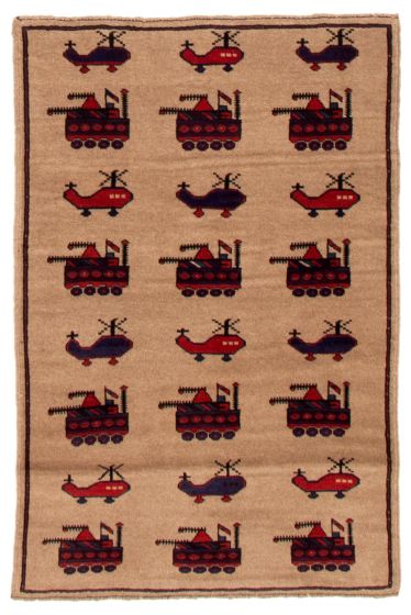 Afghan Rare War 2'11" x 4'4" Hand-knotted Wool Rug 