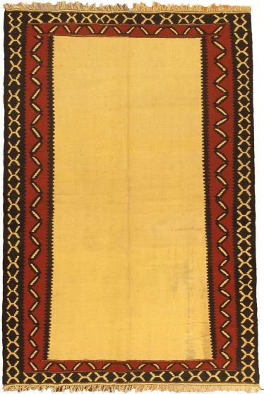 Afghan Shirvan 4'7" x 6'9" Flat-weave Wool Beige Kilim - Closeout