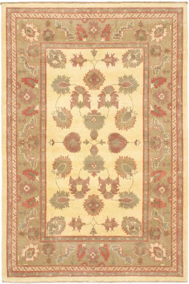 Afghan Chobi 4'9" x 7'1" Hand-knotted Wool Light Yellow Rug - Closeout