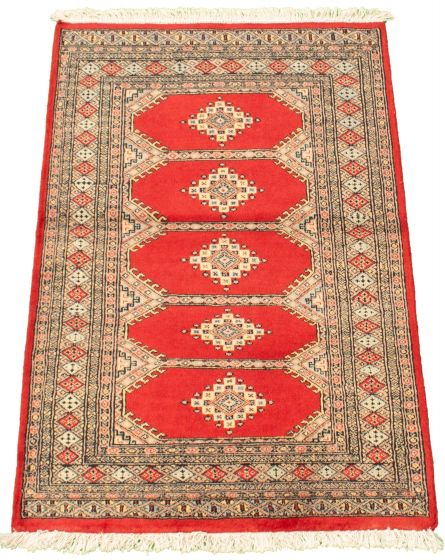 Pakistani Finest Peshawar Bokhara 3'2" x 4'11" Hand-knotted Wool Rug 