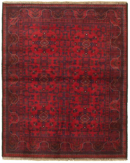 Afghan Finest Khal Mohammadi 5'1" x 6'4" Hand-knotted Wool Red Rug