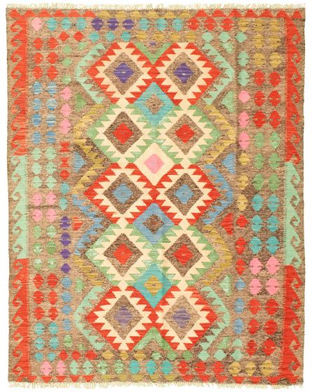 Turkish Sivas 4'11" x 6'4" Flat-Weave Wool Kilim 