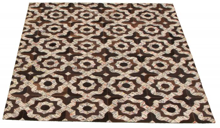 Argentina Cowhide Patchwork 4'11" x 6'5" Handmade Hemp, Jute & Leather Rug 