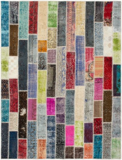 Tapis vif et coloré patchwork 6'0" x 7'10" en laine