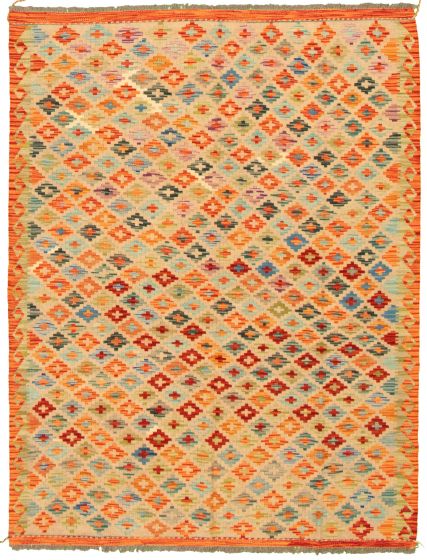 Kilim vif et coloré 4'10" x 6'3" en laine