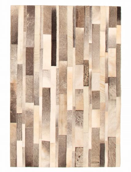 Argentina Cowhide Patchwork 3'10" x 5'9" Handmade Leather Rug 