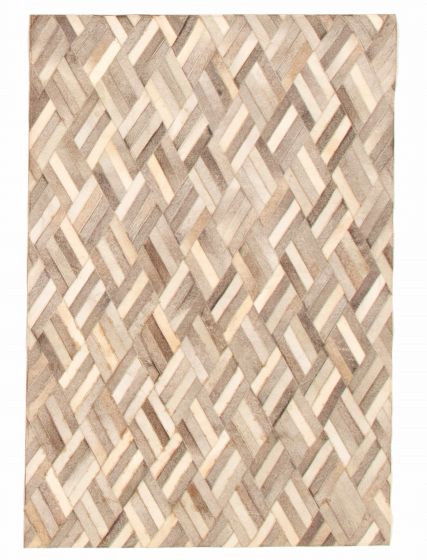 Argentina Cowhide Patchwork 3'10" x 6'1" Handmade Leather Rug 