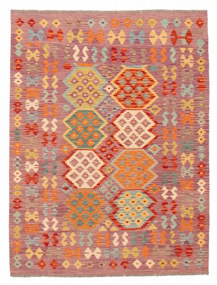 Turkish Bold and Colorful 5'0" x 6'5" Flat-Weave Wool Kilim 
