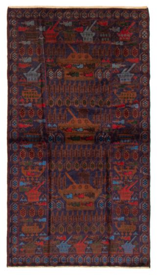 Afghan Rare War 3'10" x 6'11" Hand-knotted Wool Rug 
