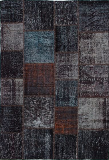 Tapis vif et coloré patchwork 6'7" x 9'9" en laine
