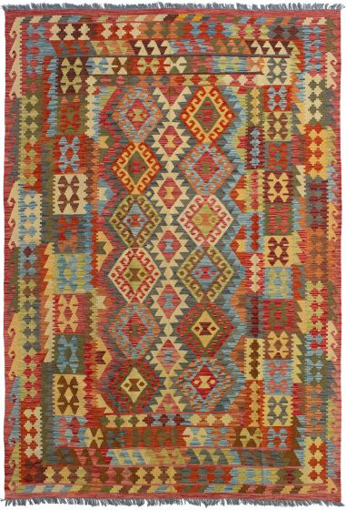 Turkish Kashkoli FW 6'7" x 9'8" Flat-Weave Wool Kilim 